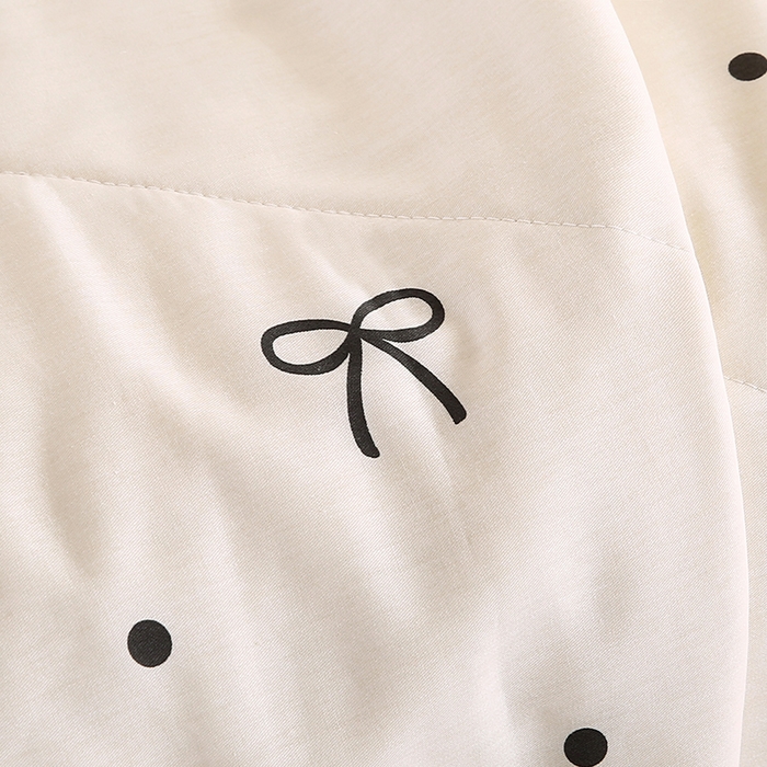 91家纺网 家纺一手货源 找家纺 米萝家居 2026新款里外全棉夏被纯棉棉棉花夏凉被空调被 被子被芯【风格二】 波点蝴蝶结-咖