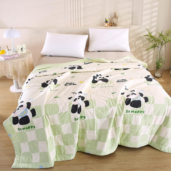 91家纺网 家纺一手货源 找家纺 米萝家居 2026新款里外全棉夏被纯棉棉棉花夏凉被空调被 被子被芯【风格二】 小熊猫