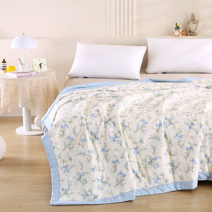 91家纺网 家纺一手货源 找家纺 米萝家居 2026新款里外全棉夏被纯棉棉棉花夏凉被空调被 被子被芯【风格二】 花叶影