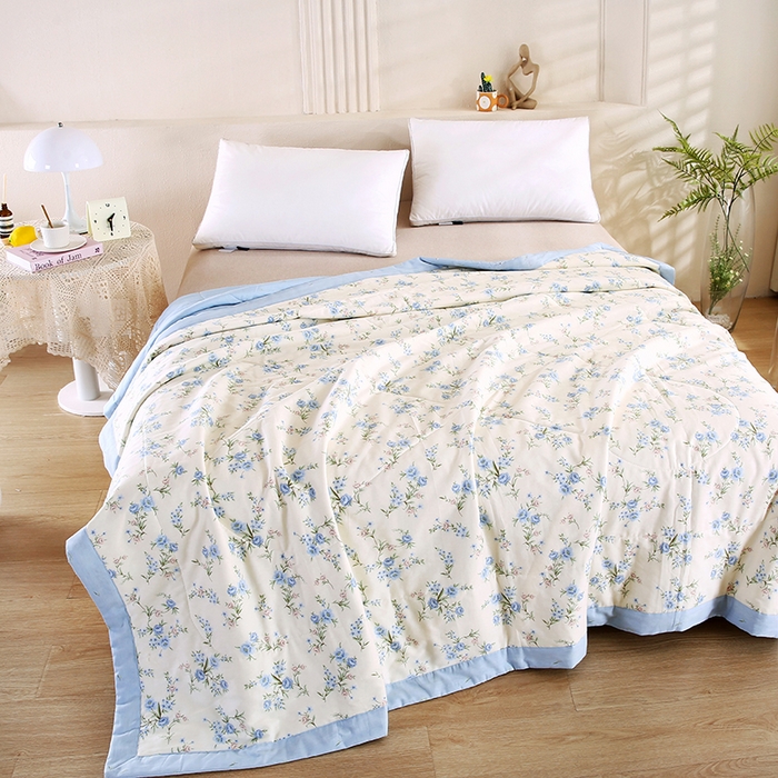 91家纺网 家纺一手货源 找家纺 米萝家居 2026新款里外全棉夏被纯棉棉棉花夏凉被空调被 被子被芯【风格二】 花叶影