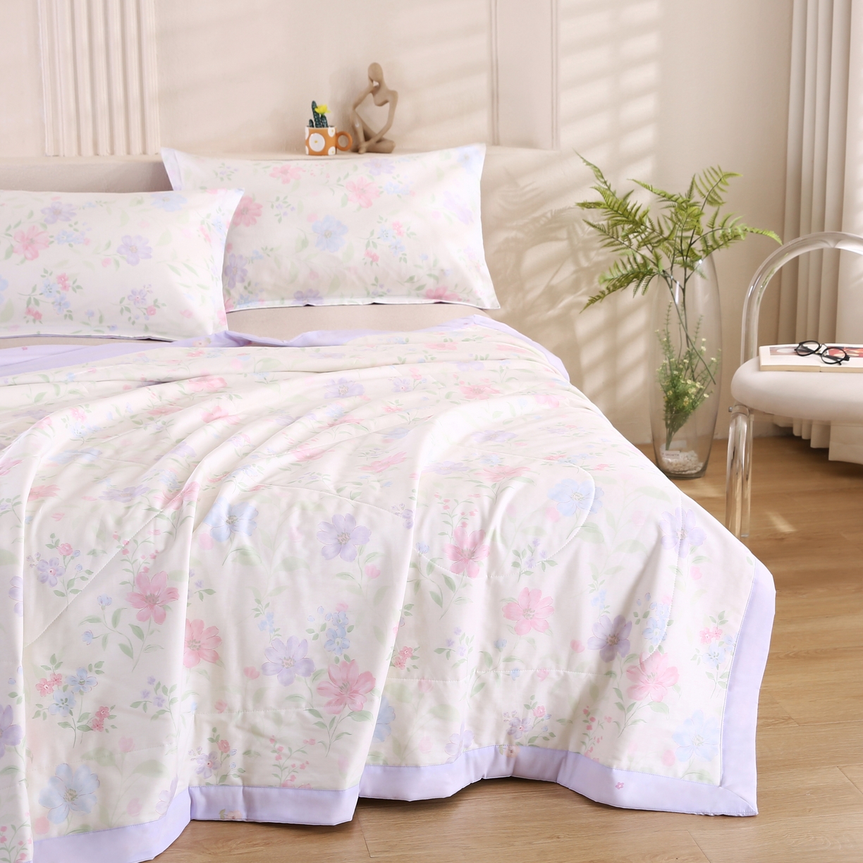 91家纺网 家纺一手货源 找家纺 米萝家居 2026新款里外全棉夏被纯棉棉棉花夏凉被空调被 被子被芯【风格二】 绚烂花朵