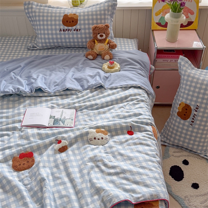 91家纺网 家纺一手货源 找家纺 暖生活 2026新款工艺款全棉水洗棉床盖单品床盖床盖单件 甜品猫咪