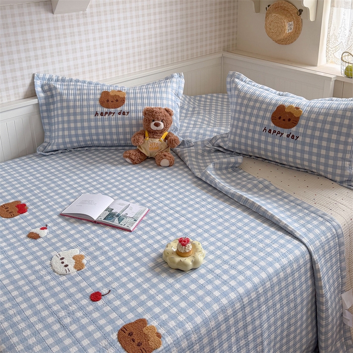 91家纺网 家纺一手货源 找家纺 暖生活 2026新款工艺款全棉水洗棉床盖单品床盖床盖单件 甜品猫咪