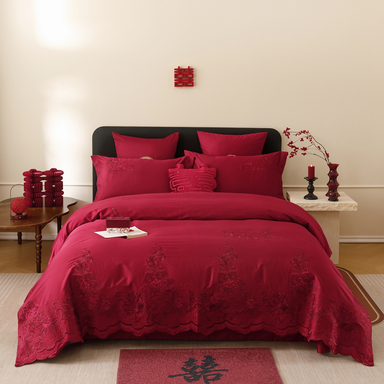 91家纺网 家纺一手货源 找家纺 （总）甜咪咪婚庆 2026新款婚庆公主风小红书爆款50s双股100支长绒棉全棉四件套多件套床单床盖