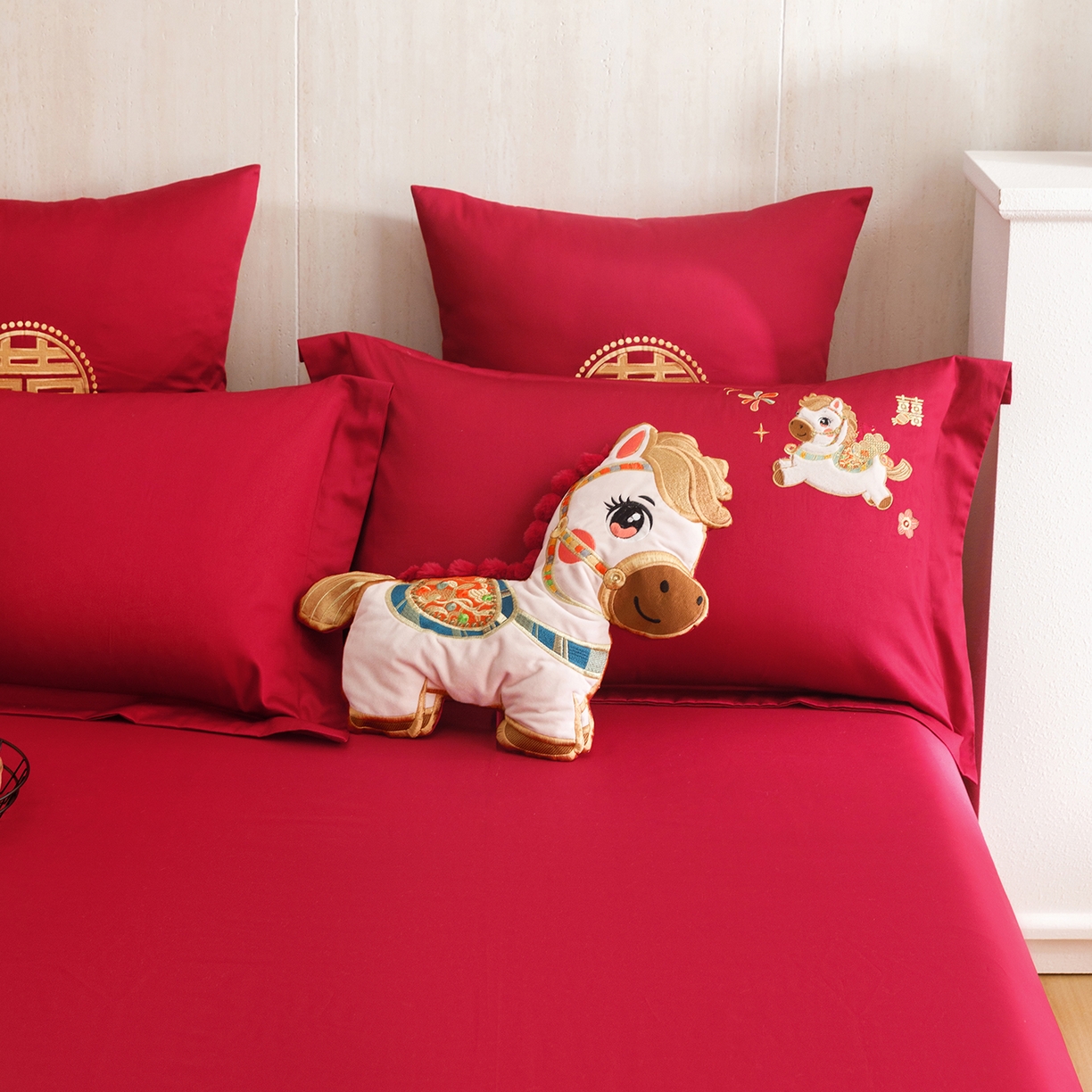 91家纺网 家纺一手货源 找家纺 甜咪咪婚庆 2026新款婚庆公主风小红书爆款50s双股100支长绒棉全棉四件套多件套床单床盖 马上有囍