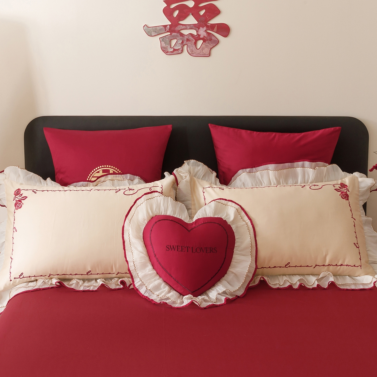 91家纺网 家纺一手货源 找家纺 甜咪咪婚庆 2026新款婚庆公主风小红书爆款50s双股100支长绒棉全棉四件套多件套床单床盖 星月公主