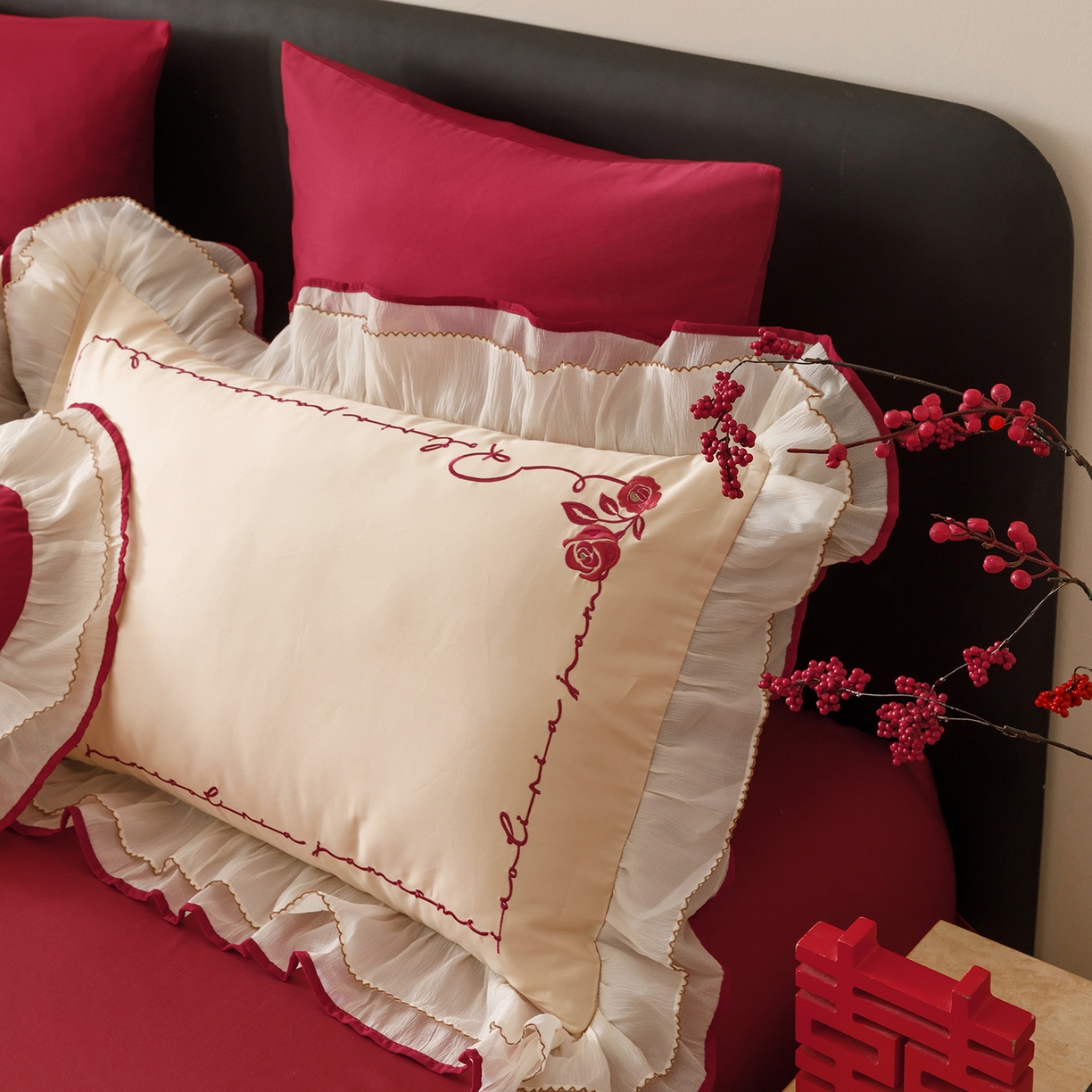 91家纺网 家纺一手货源 找家纺 甜咪咪婚庆 2026新款婚庆公主风小红书爆款50s双股100支长绒棉全棉四件套多件套床单床盖 星月公主