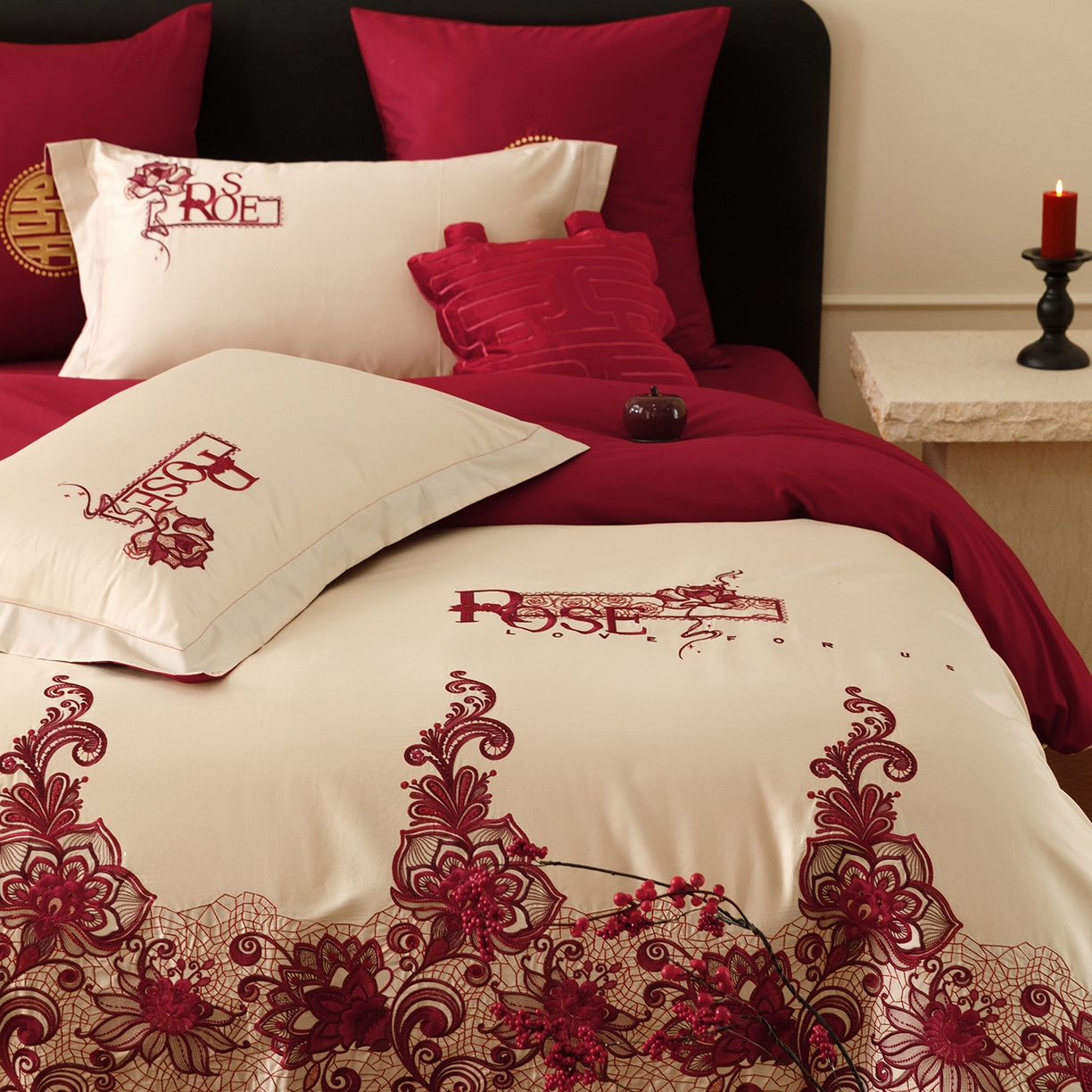 91家纺网 家纺一手货源 找家纺 甜咪咪婚庆 2026新款婚庆公主风小红书爆款50s双股100支长绒棉全棉四件套多件套床单床盖 罗曼蒂克 金