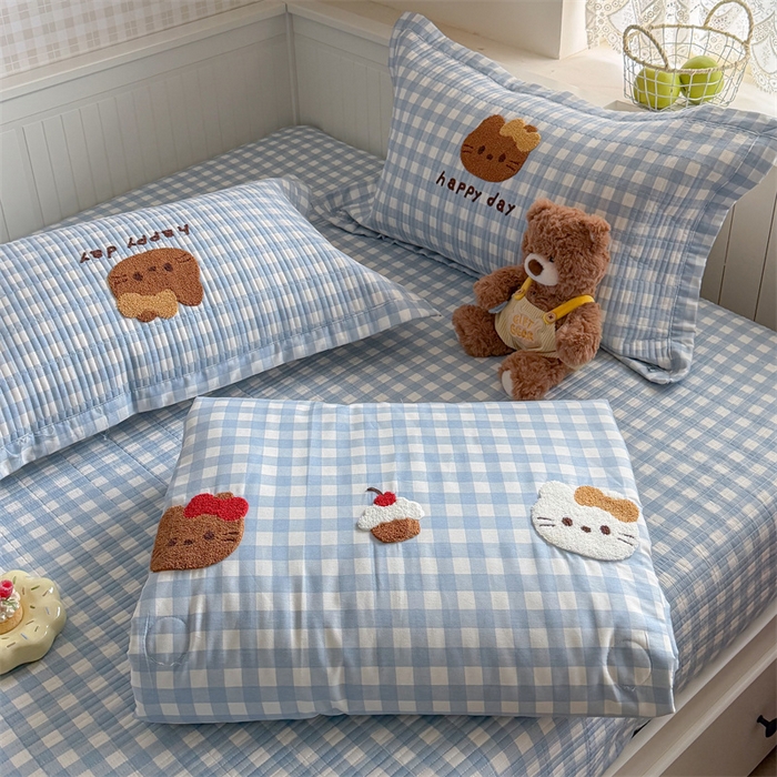 91家纺网 家纺一手货源 找家纺 暖生活 2026新款工艺款全棉水洗棉床盖单品床盖床盖单件 甜品猫咪