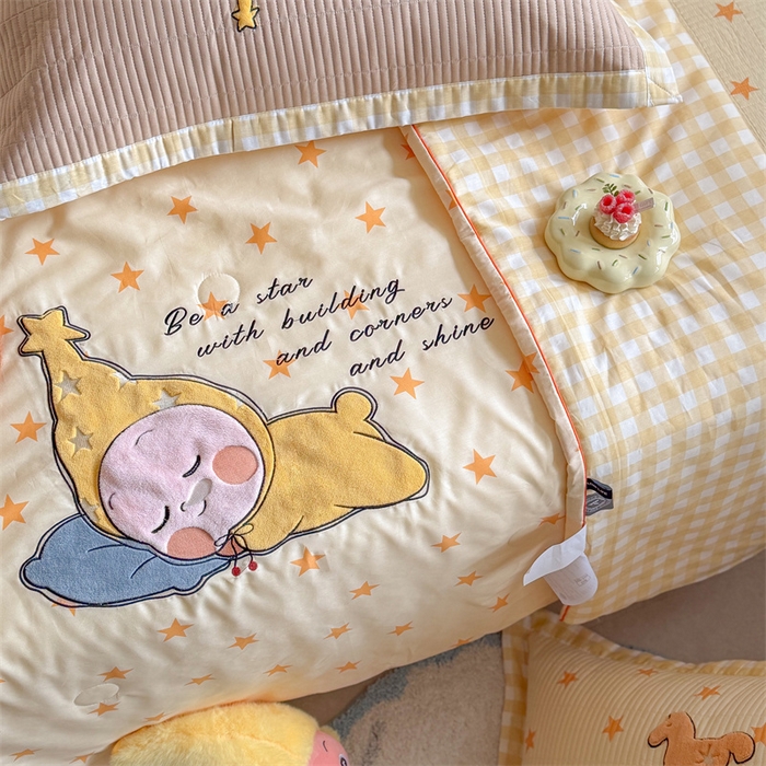 91家纺网 家纺一手货源 找家纺 暖生活 2026新款工艺款全棉水洗棉床盖单品床盖床盖单件 晚安星星