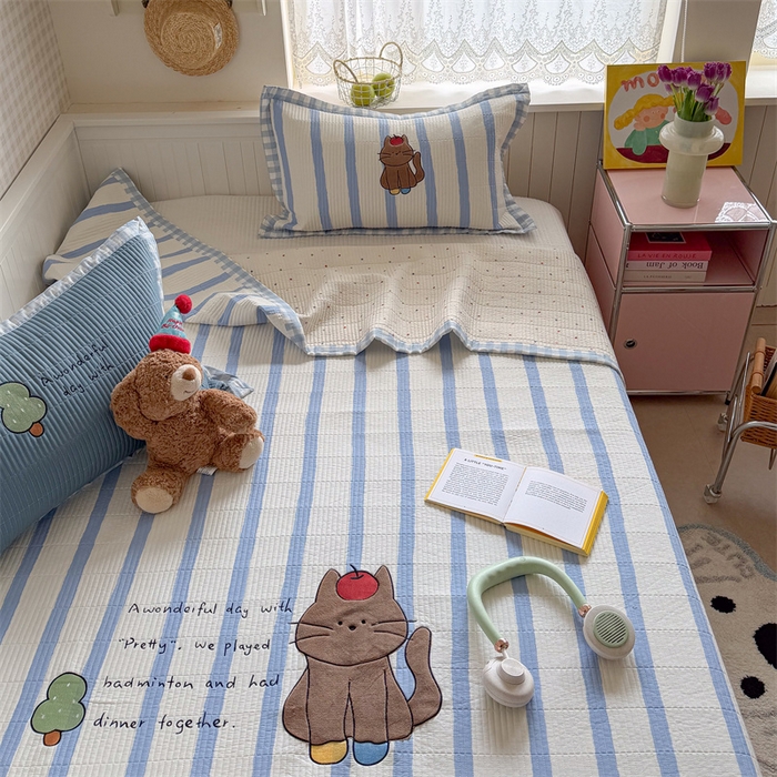 91家纺网 家纺一手货源 找家纺 暖生活 2026新款工艺款全棉水洗棉床盖单品床盖床盖单件 小树喵