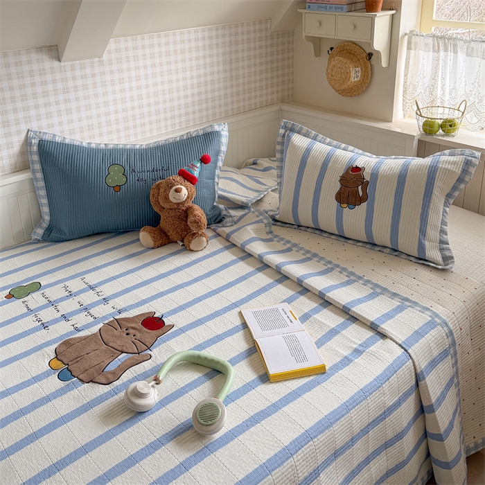 91家纺网 家纺一手货源 找家纺 暖生活 2026新款工艺款全棉水洗棉床盖单品床盖床盖单件 小树喵