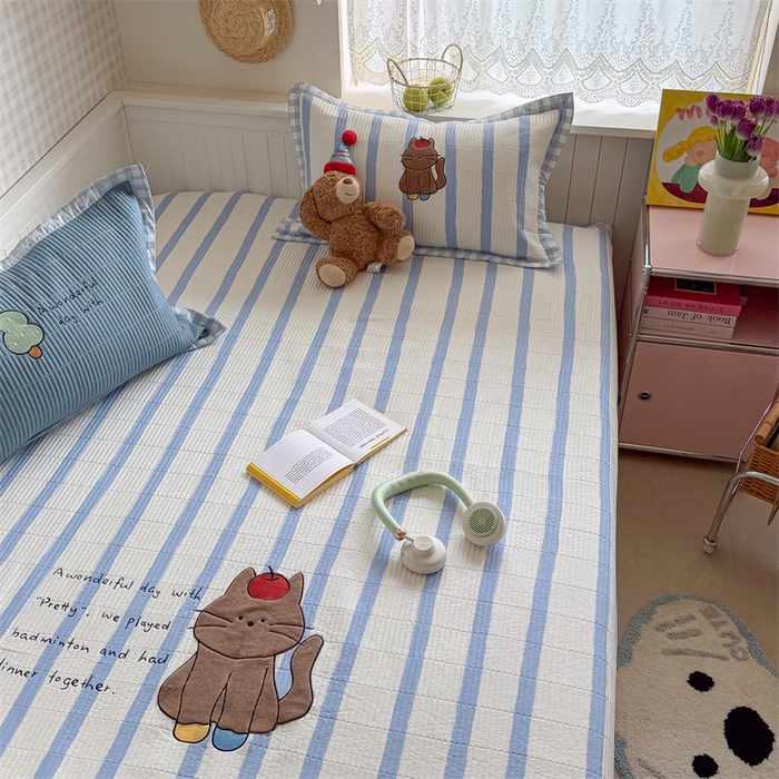 91家纺网 家纺一手货源 找家纺 暖生活 2026新款工艺款全棉水洗棉床盖单品床盖床盖单件 小树喵