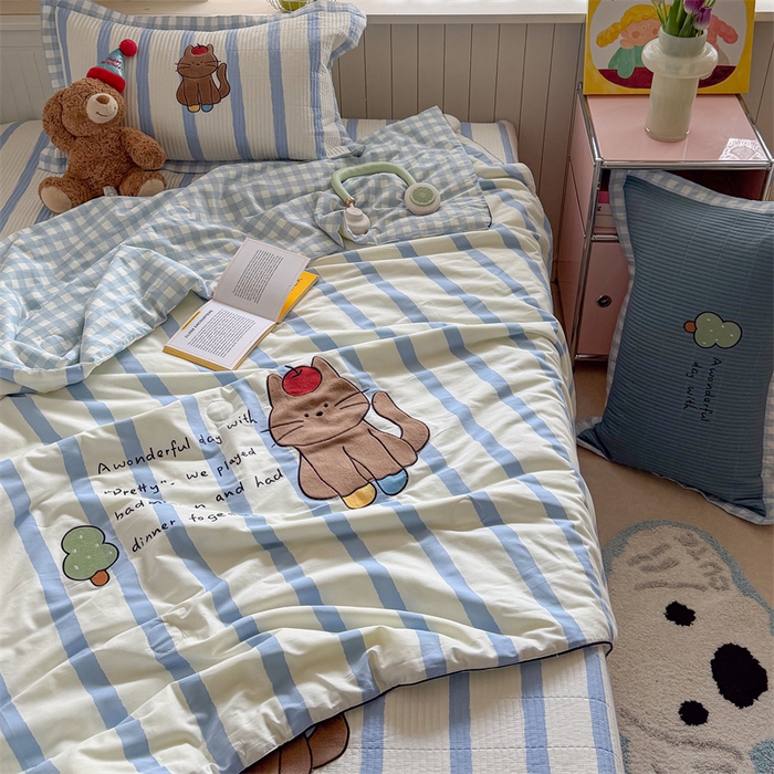 91家纺网 家纺一手货源 找家纺 暖生活 2026新款工艺款全棉水洗棉床盖单品床盖床盖单件 小树喵