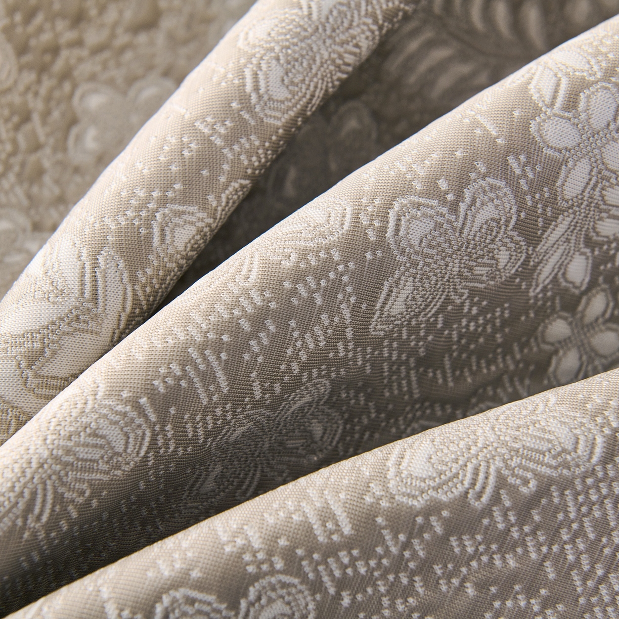 91家纺网 家纺一手货源 找家纺 梵克保罗 2026春夏新款PE乙纶冰豆豆双色提花床裙款凉席席子三件套-蝶舞花间系列 蝶舞花间-香槟