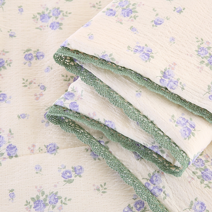 91家纺网 家纺一手货源 找家纺 （总）米萝家居 2026新款100%棉花夏被四件套双层纱夏凉被空调被 被子被芯直播【风格二】