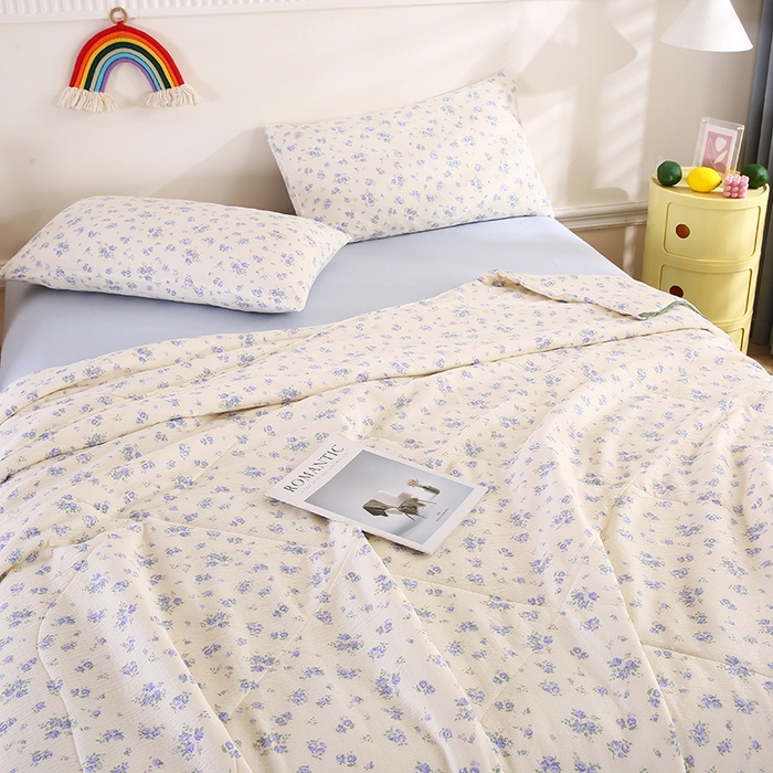 91家纺网 家纺一手货源 找家纺 米萝家居 2026新款100%棉花夏被四件套双层纱夏凉被空调被 被子被芯直播【风格二】 半夏