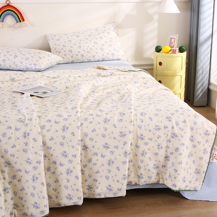 91家纺网 家纺一手货源 找家纺 米萝家居 2026新款100%棉花夏被四件套双层纱夏凉被空调被 被子被芯直播【风格二】 半夏