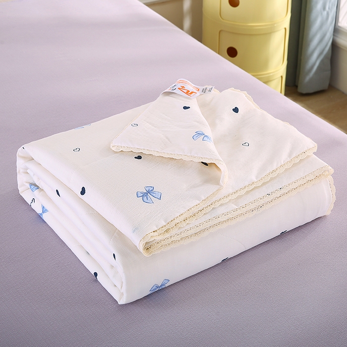 91家纺网 家纺一手货源 找家纺 米萝家居 2026新款100%棉花夏被四件套双层纱夏凉被空调被 被子被芯直播【风格二】 蝴蝶结