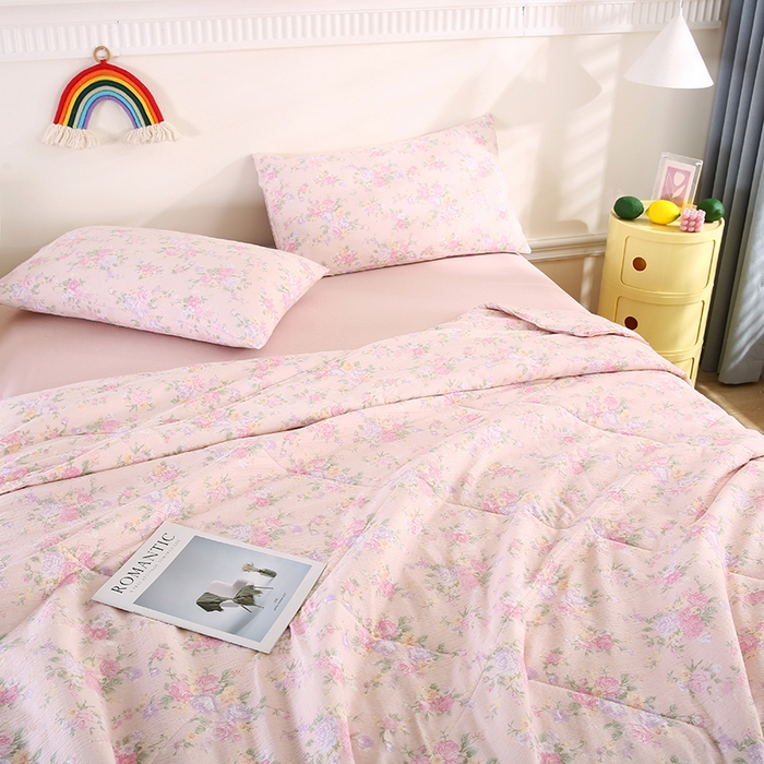 91家纺网 家纺一手货源 找家纺 米萝家居 2026新款100%棉花夏被四件套双层纱夏凉被空调被 被子被芯直播【风格二】 繁花似锦