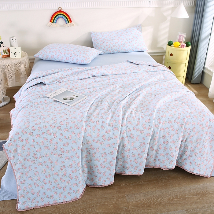 91家纺网 家纺一手货源 找家纺 米萝家居 2026新款100%棉花夏被四件套双层纱夏凉被空调被 被子被芯直播【风格二】 锦上添花