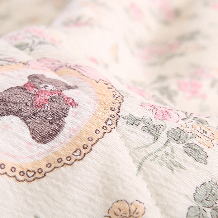 91家纺网 家纺一手货源 找家纺 米萝家居 2026新款100%棉花夏被四件套双层纱夏凉被空调被 被子被芯直播【风格二】 花团小熊