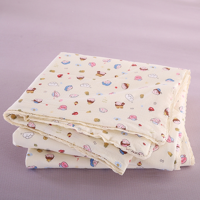 91家纺网 家纺一手货源 找家纺 米萝家居 2026新款100%棉花夏被四件套双层纱夏凉被空调被 被子被芯直播【风格二】 快乐伙伴