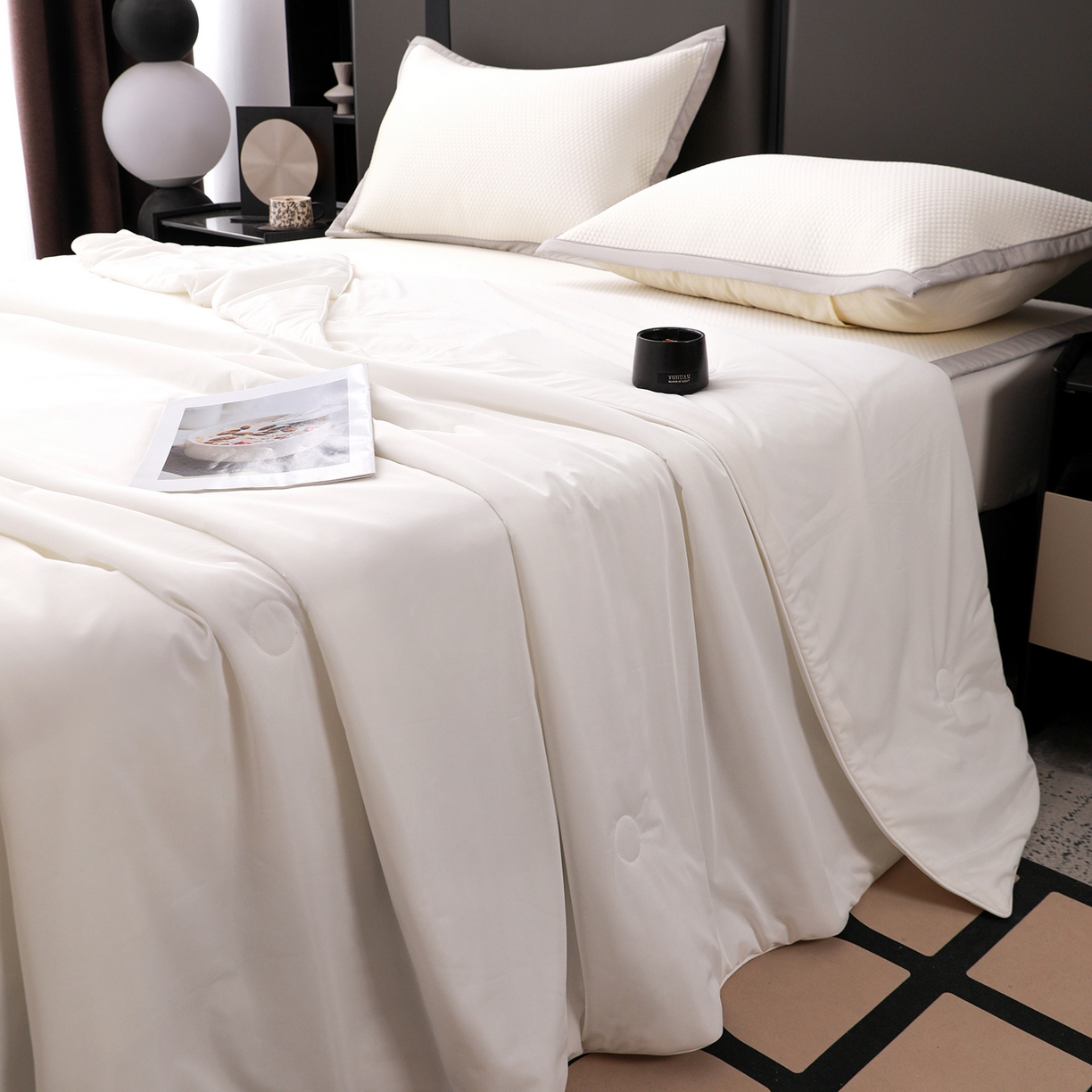 91家纺网 家纺一手货源 找家纺 （总）富馨莱 2026新款PE乙纶高克重豆豆凉席凉感丝夏被四件套