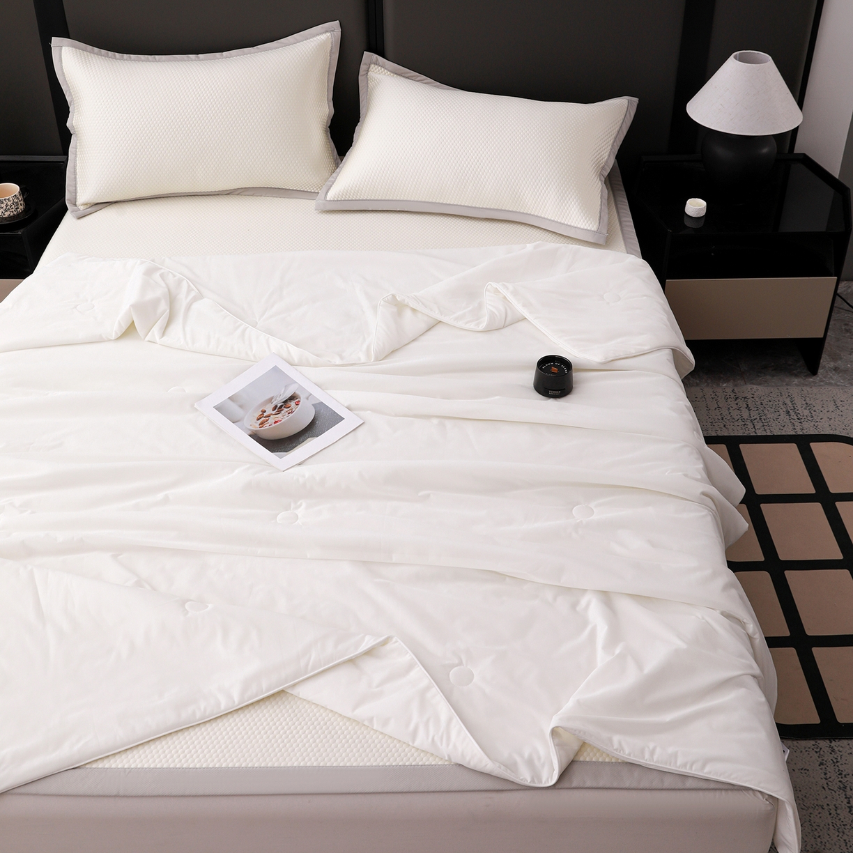 91家纺网 家纺一手货源 找家纺 （总）富馨莱 2026新款PE乙纶高克重豆豆凉席凉感丝夏被四件套