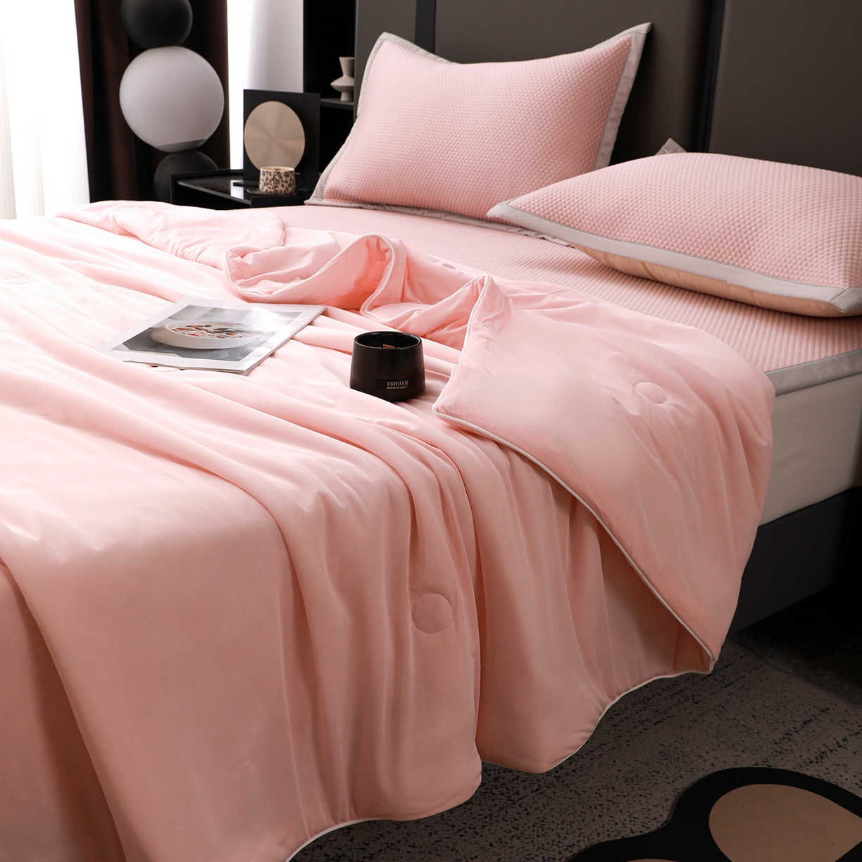 91家纺网 家纺一手货源 找家纺 （总）富馨莱 2026新款PE乙纶高克重豆豆凉席凉感丝夏被四件套