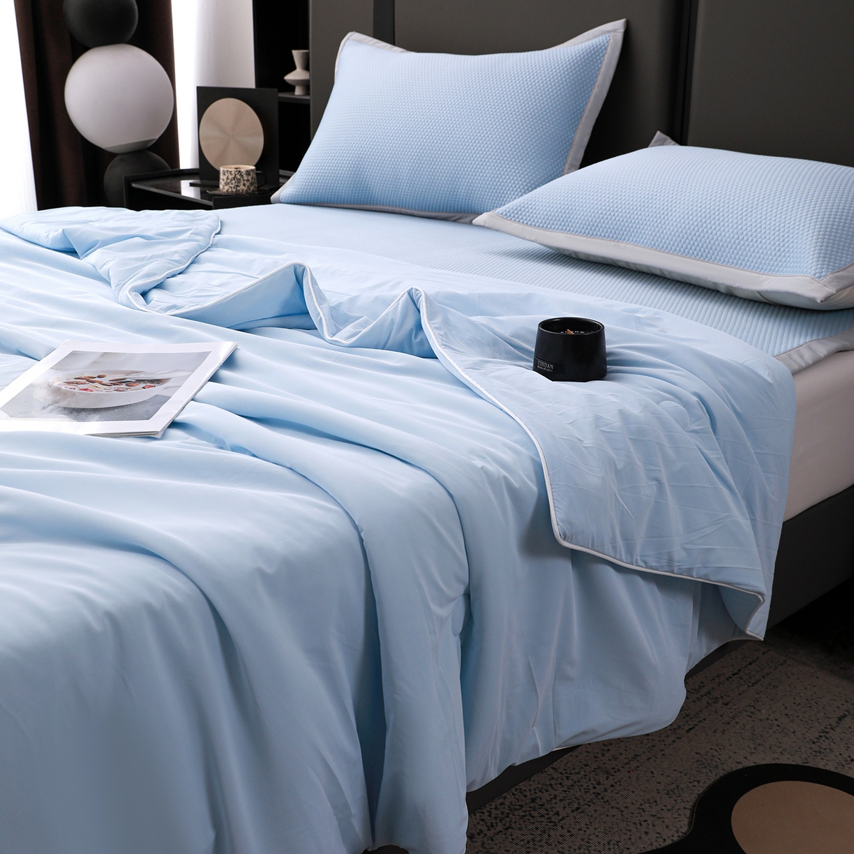 91家纺网 家纺一手货源 找家纺 （总）富馨莱 2026新款PE乙纶高克重豆豆凉席凉感丝夏被四件套