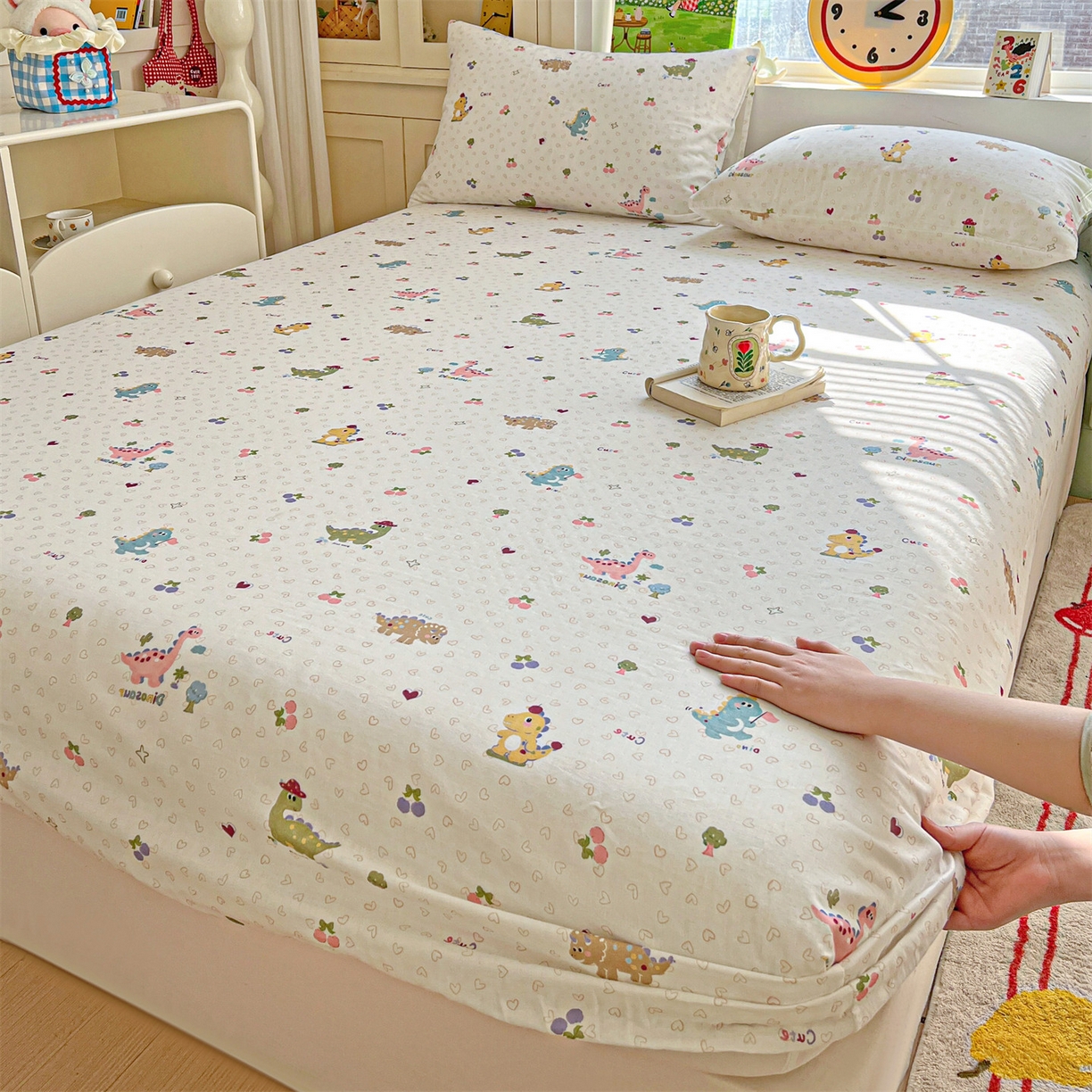 名兮家居 2026新款全棉纯棉A类卡通时尚风双层纱床笠单品床笠床笠单件 双层纱-趣味王国