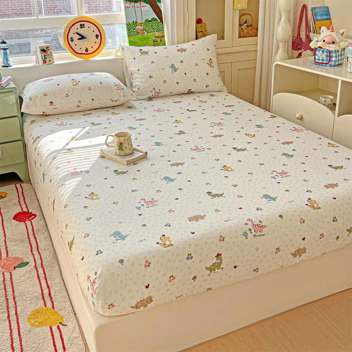 91家纺网 家纺一手货源 找家纺 名兮家居 2026新款全棉纯棉A类卡通时尚风双层纱床笠单品床笠床笠单件 双层纱-趣味王国