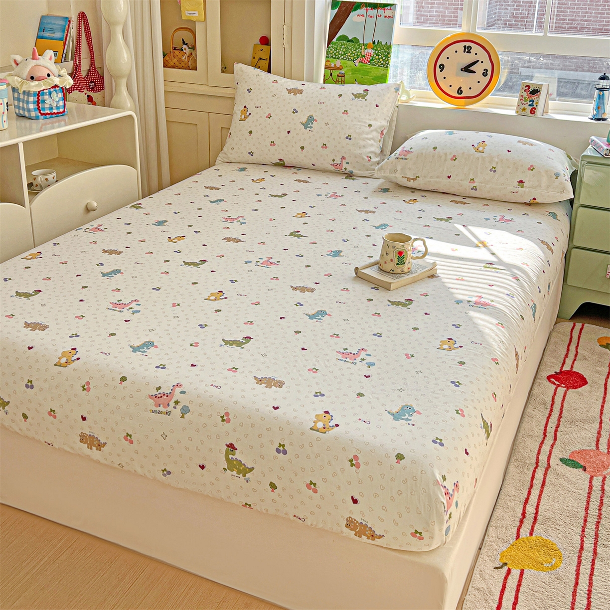 91家纺网 家纺一手货源 找家纺 名兮家居 2026新款全棉纯棉A类卡通时尚风双层纱床笠单品床笠床笠单件 双层纱-趣味王国