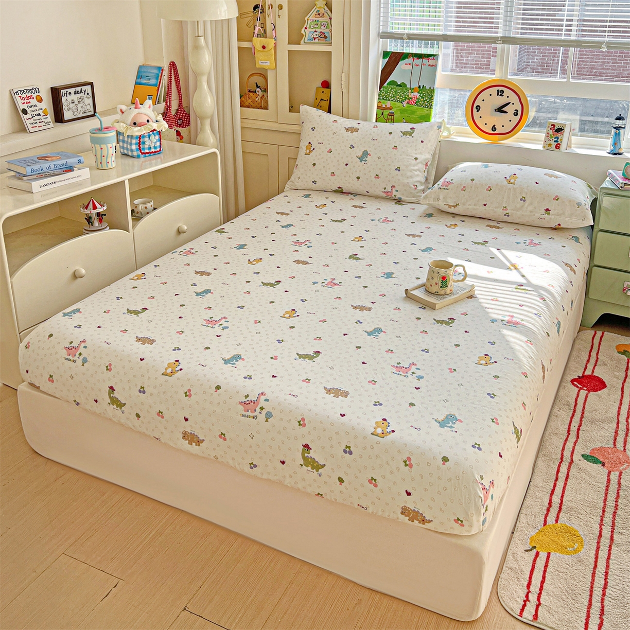 91家纺网 家纺一手货源 找家纺 名兮家居 2026新款全棉纯棉A类卡通时尚风双层纱床笠单品床笠床笠单件 双层纱-趣味王国