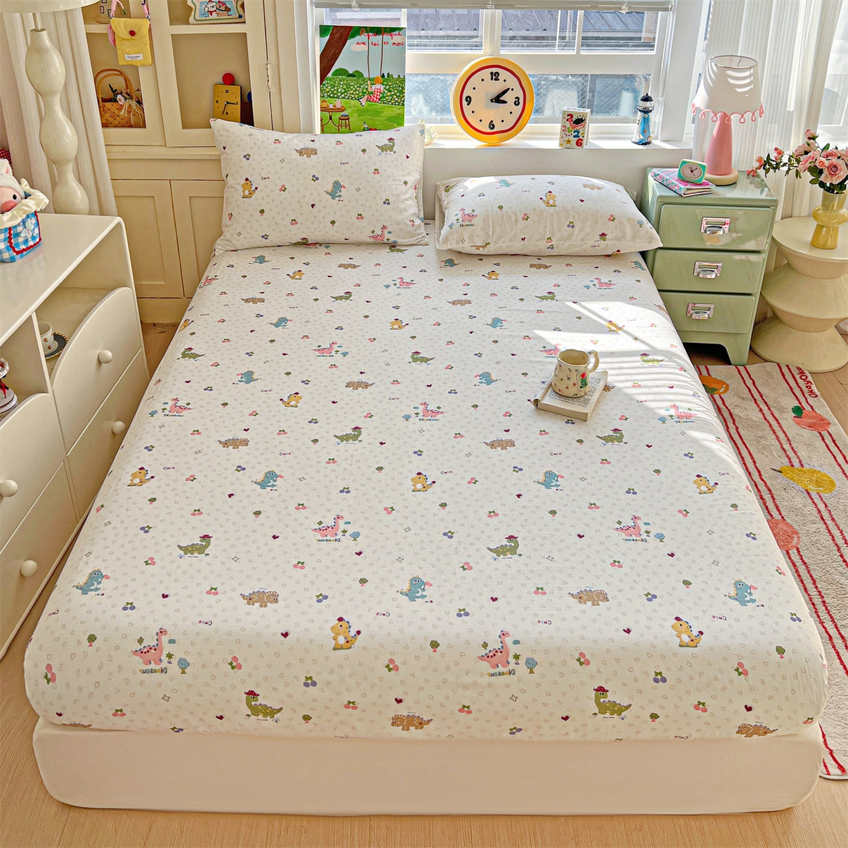 91家纺网 家纺一手货源 找家纺 名兮家居 2026新款全棉纯棉A类卡通时尚风双层纱床笠单品床笠床笠单件 双层纱-趣味王国