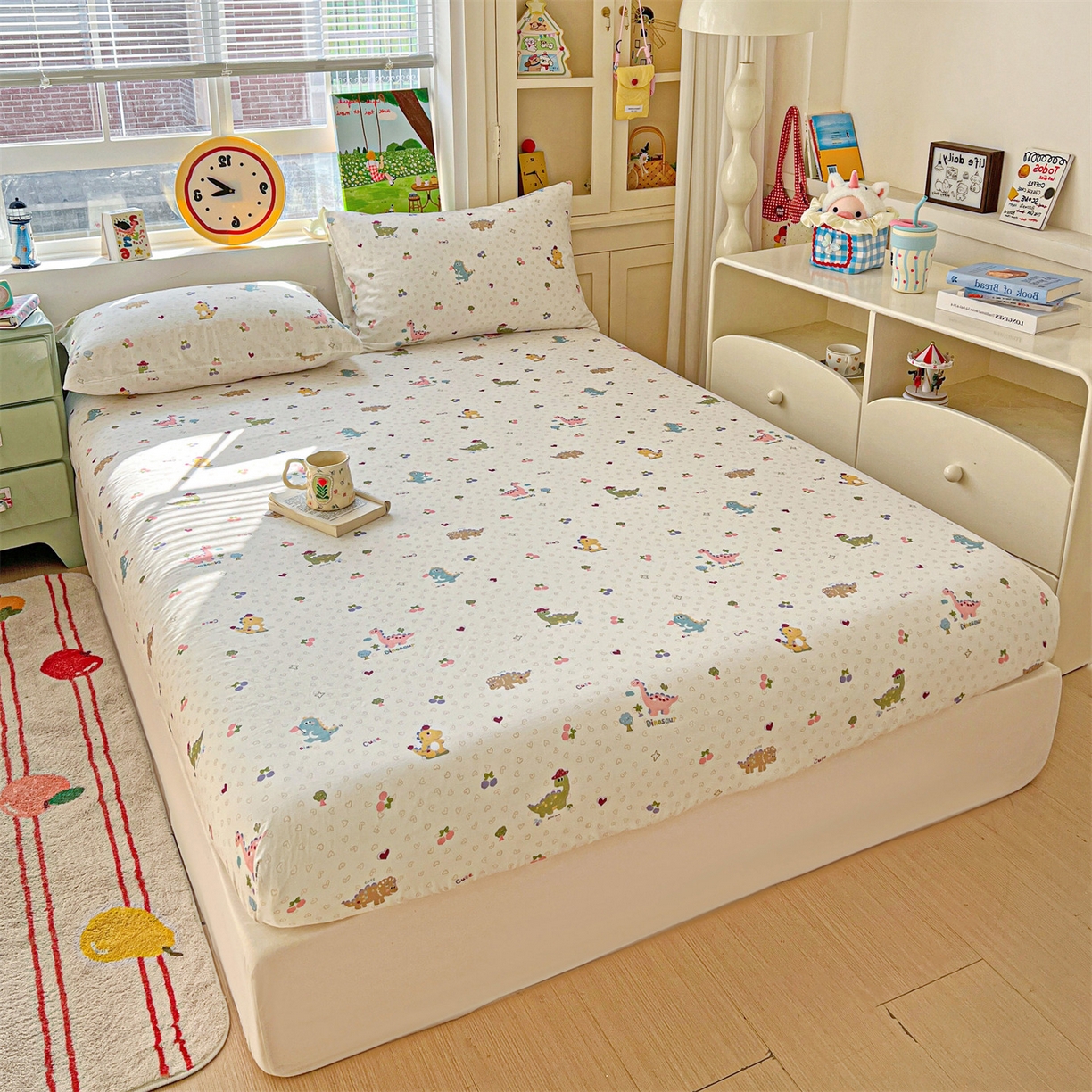 91家纺网 家纺一手货源 找家纺 名兮家居 2026新款全棉纯棉A类卡通时尚风双层纱床笠单品床笠床笠单件 双层纱-趣味王国