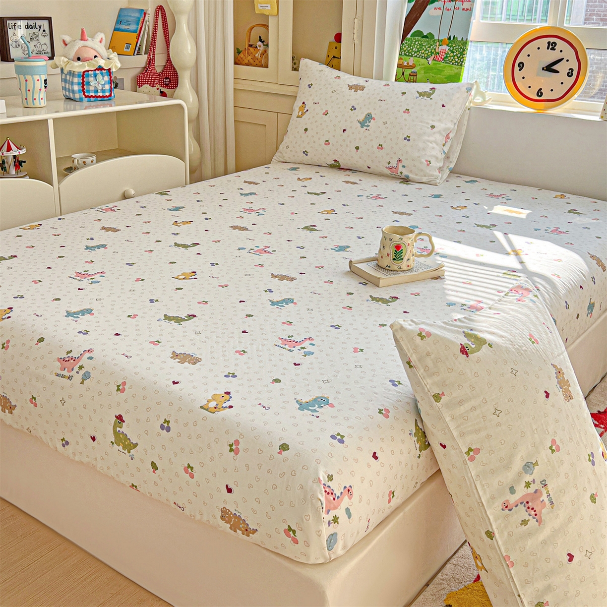 91家纺网 家纺一手货源 找家纺 名兮家居 2026新款全棉纯棉A类卡通时尚风双层纱床笠单品床笠床笠单件 双层纱-趣味王国