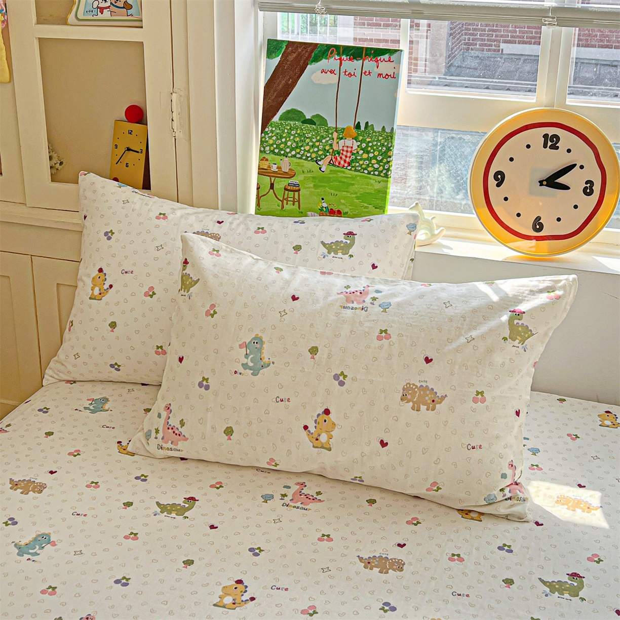 91家纺网 家纺一手货源 找家纺 名兮家居 2026新款全棉纯棉A类卡通时尚风双层纱床笠单品床笠床笠单件 双层纱-趣味王国