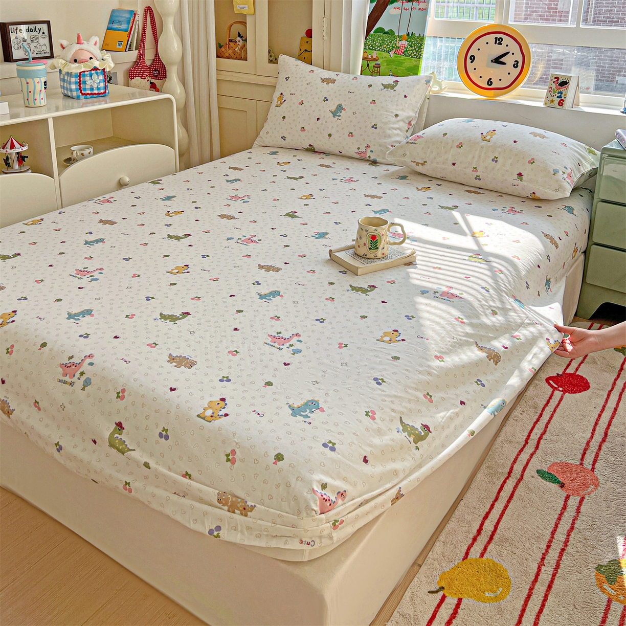 91家纺网 家纺一手货源 找家纺 名兮家居 2026新款全棉纯棉A类卡通时尚风双层纱床笠单品床笠床笠单件 双层纱-趣味王国