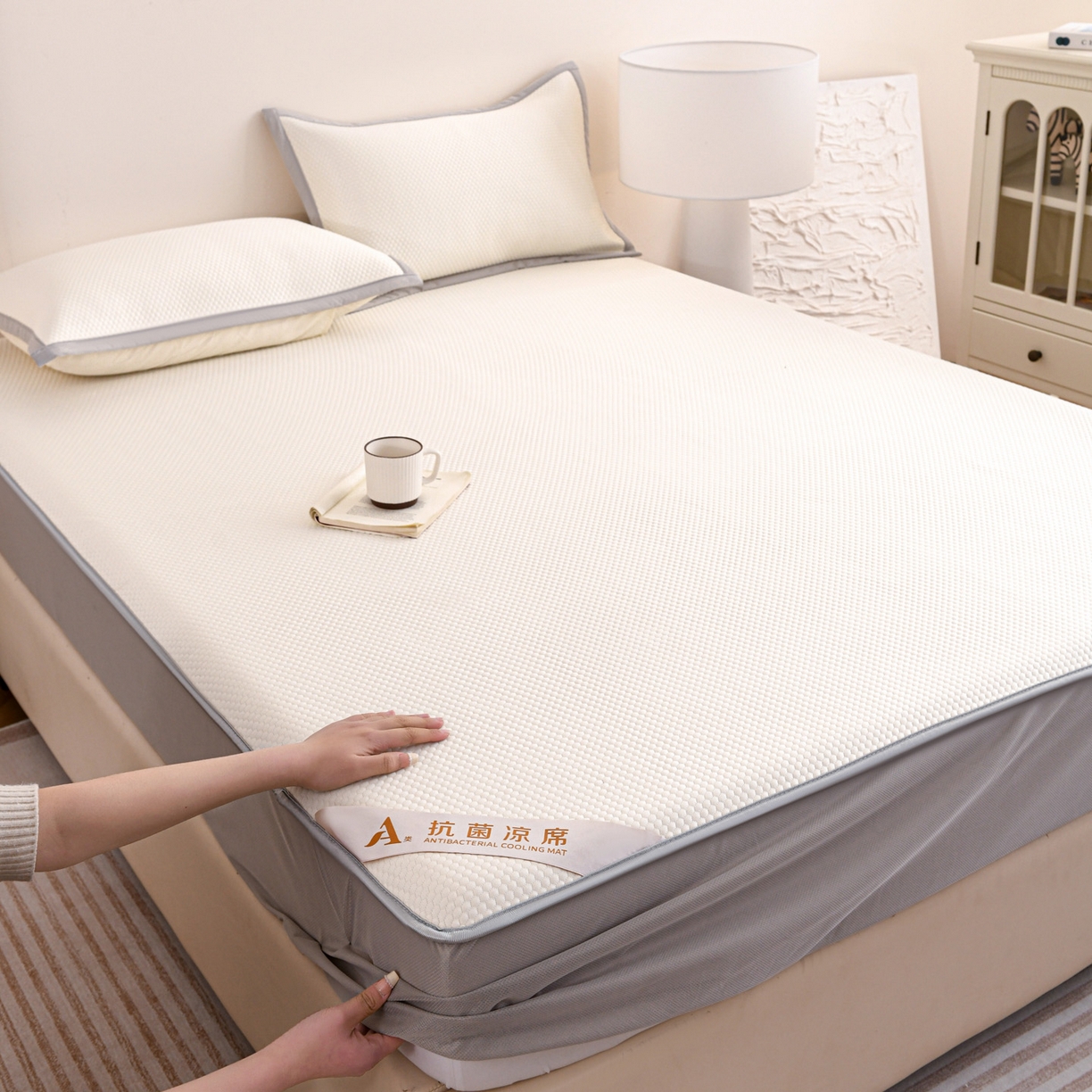 （总）富馨莱 2026新款PE乙纶高克重冰豆豆席凉感凉席单件床笠款支持一件定做尺寸学生宿舍