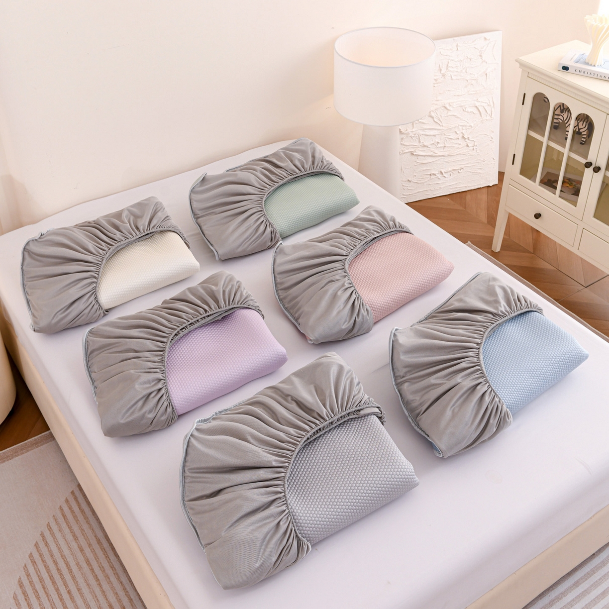 富馨莱 2026新款PE乙纶高克重冰豆豆席凉感凉席单件床笠款支持一件定做尺寸学生宿舍 组合图仅供展示-不可下单