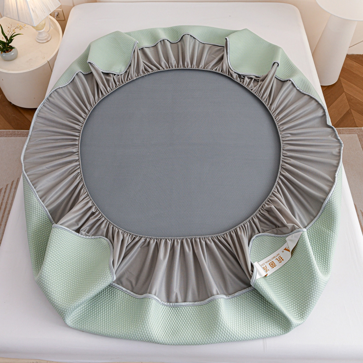 91家纺网 家纺一手货源 找家纺 富馨莱 2026新款PE乙纶高克重冰豆豆席凉感凉席单件床笠款支持一件定做尺寸学生宿舍 冰绿色