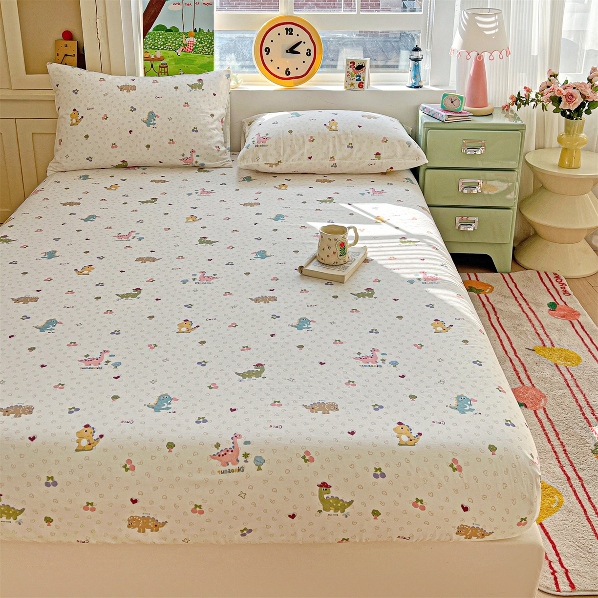 91家纺网 家纺一手货源 找家纺 名兮家居 2026新款全棉纯棉A类卡通时尚风双层纱床笠单品床笠床笠单件 双层纱-趣味王国