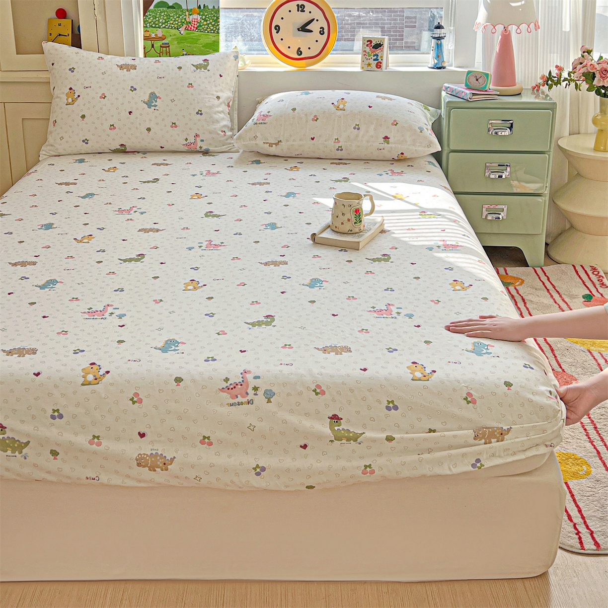 91家纺网 家纺一手货源 找家纺 名兮家居 2026新款全棉纯棉A类卡通时尚风双层纱床笠单品床笠床笠单件 双层纱-趣味王国