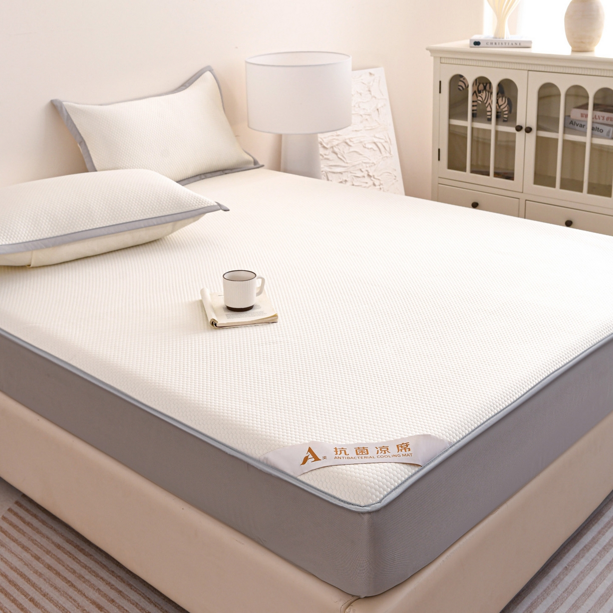 91家纺网 家纺一手货源 找家纺 （总）富馨莱 2026新款PE乙纶高克重冰豆豆席凉感凉席单件床笠款支持一件定做尺寸学生宿舍