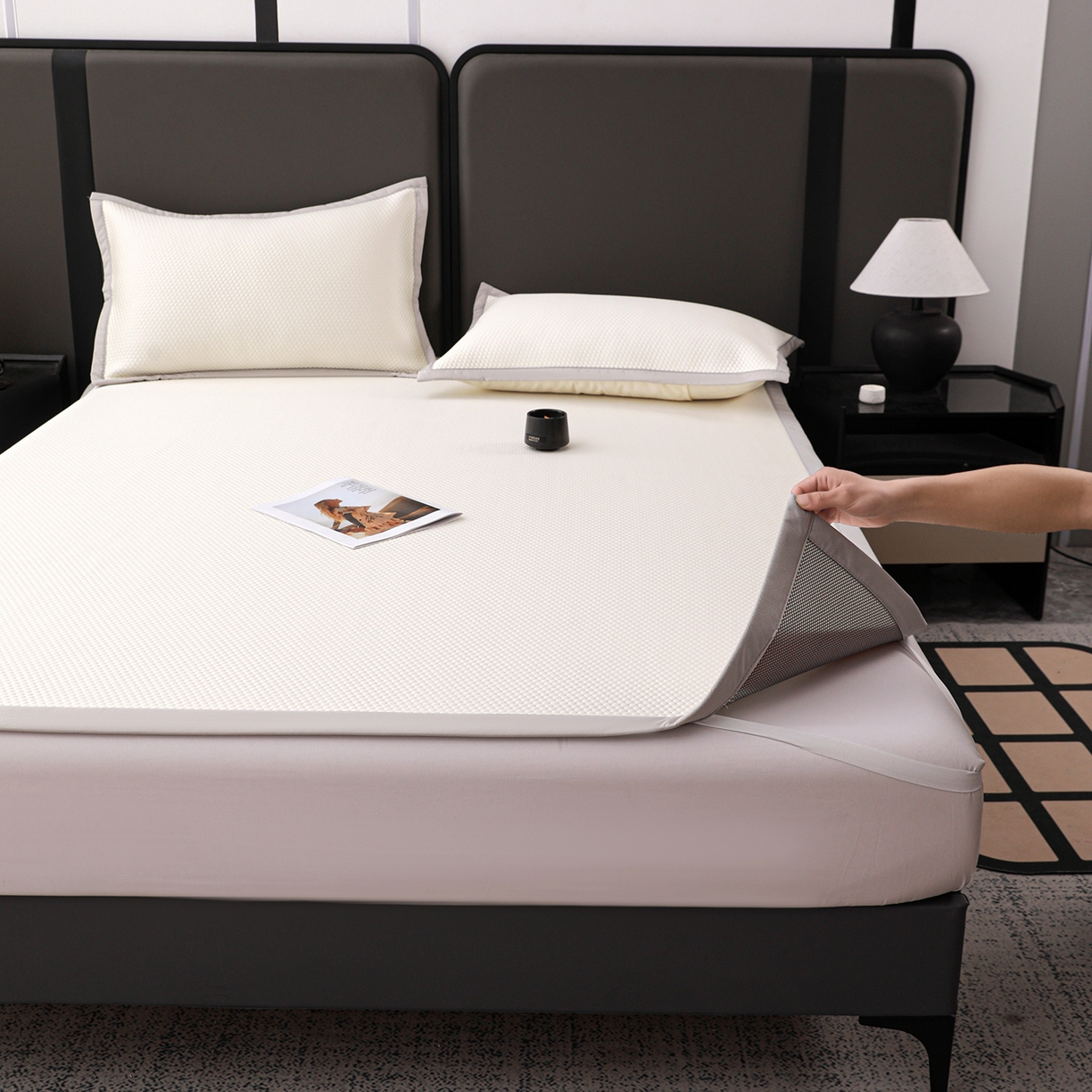 91家纺网 家纺一手货源 找家纺 （总）富馨莱 2026新款PE乙纶高克重冰豆豆席凉感凉席单件平铺款学生宿舍支持一件定制尺寸