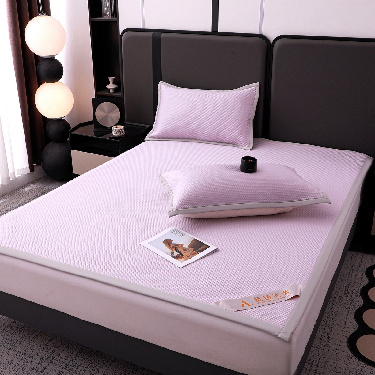 91家纺网 家纺一手货源 找家纺 富馨莱 2026新款PE乙纶高克重冰豆豆席凉感凉席单件平铺款学生宿舍支持一件定制尺寸 冰紫色