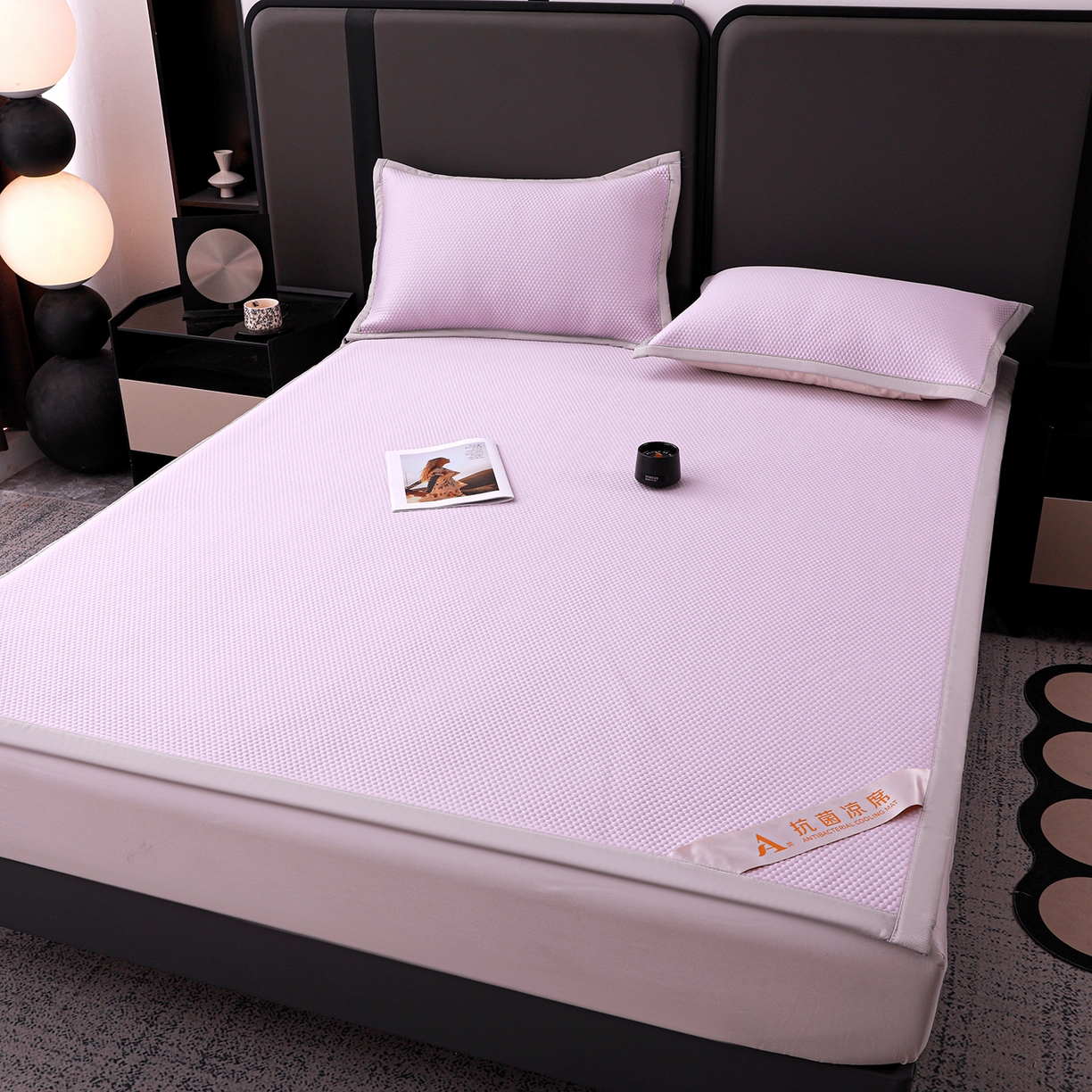 91家纺网 家纺一手货源 找家纺 富馨莱 2026新款PE乙纶高克重冰豆豆席凉感凉席单件平铺款学生宿舍支持一件定制尺寸 冰紫色