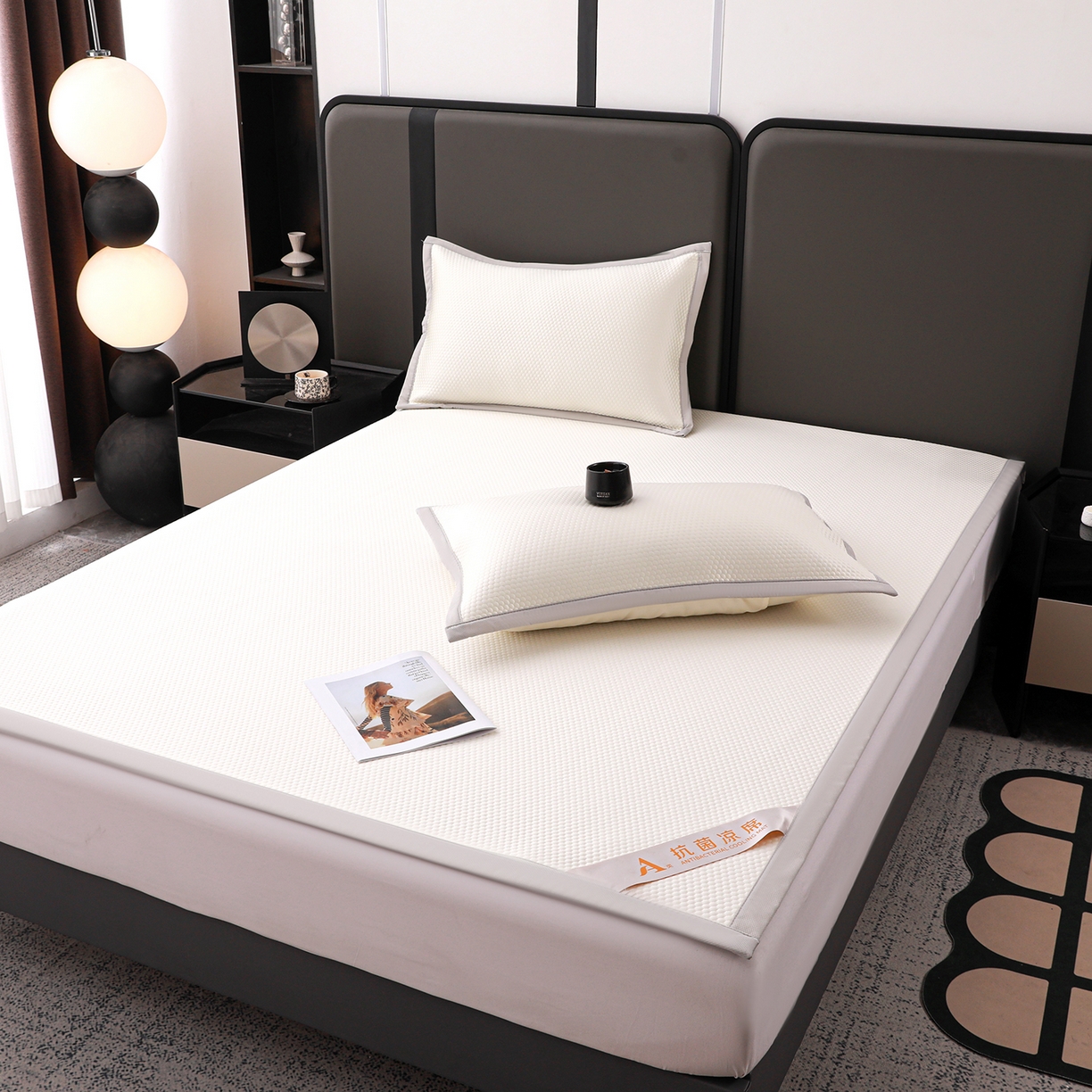 91家纺网 家纺一手货源 找家纺 富馨莱 2026新款PE乙纶高克重冰豆豆席凉感凉席单件平铺款学生宿舍支持一件定制尺寸 冰白色